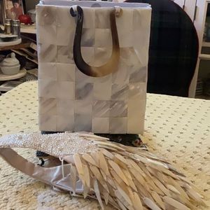 2 vintage Capozzi shell bags, 1 tote style ,1 encrusted with pearls and beads